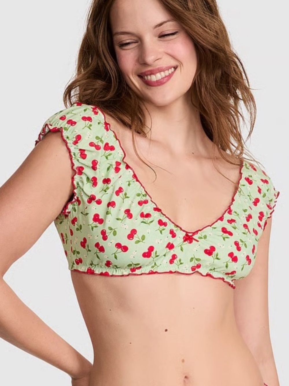 New! Frankie’s Bikinis PINK Hudson cherry bikini top 34570